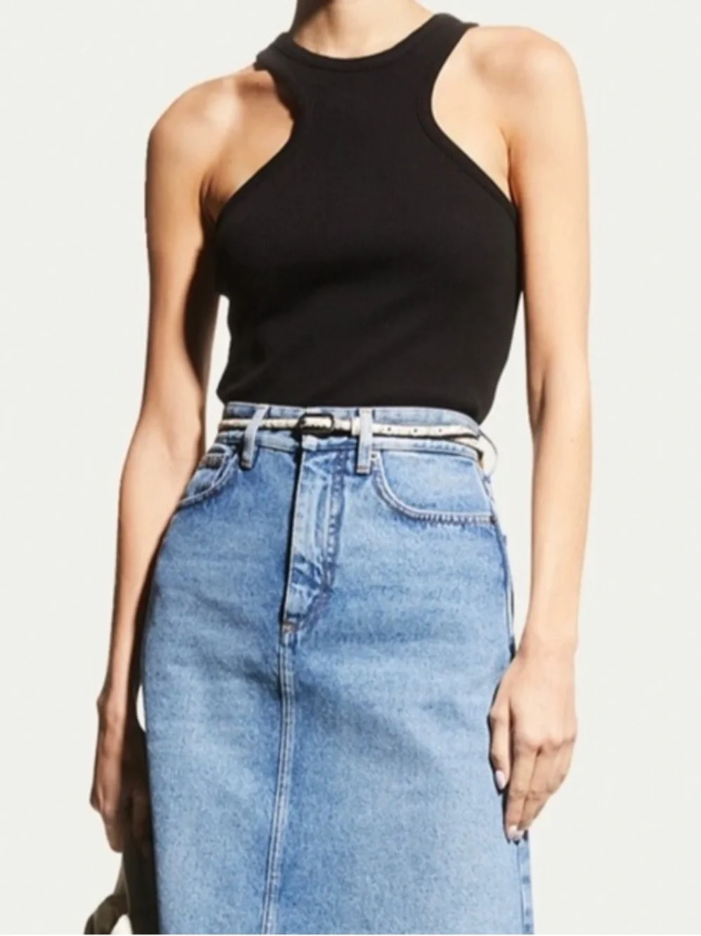 Agolde Black Ribbed Cutout Tank Top - Picture 3 of 9